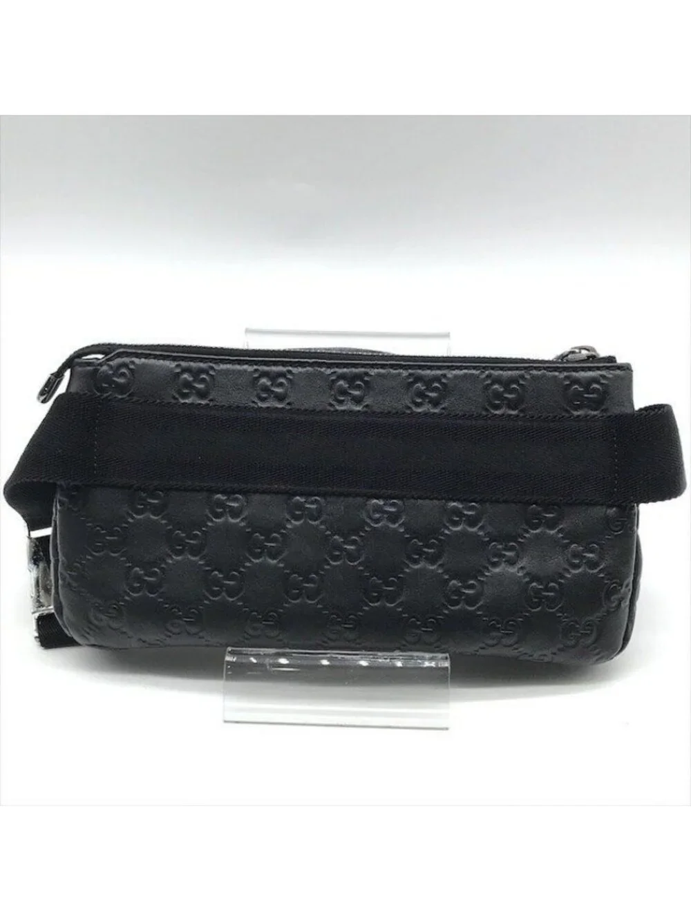 Gucci Guccissima Leather Logo Embossed Belt Bag Black Blunt Gentleman